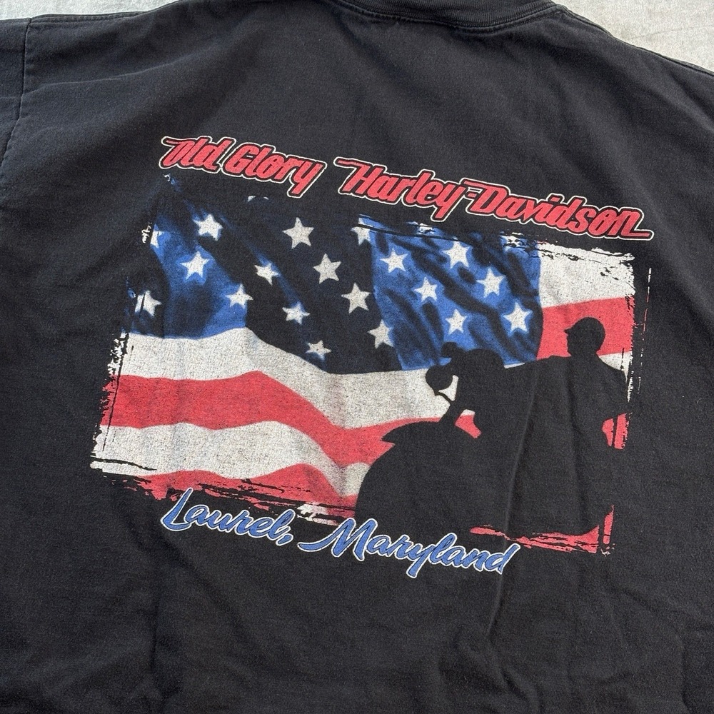 Harley Davidson Old Glory T Shirt USA Made‎ Eagle Graphic Black Mens XL - Picture 5 of 8
